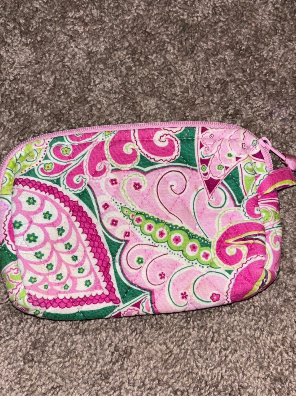 Vera Bradley pink and green paisley pouch